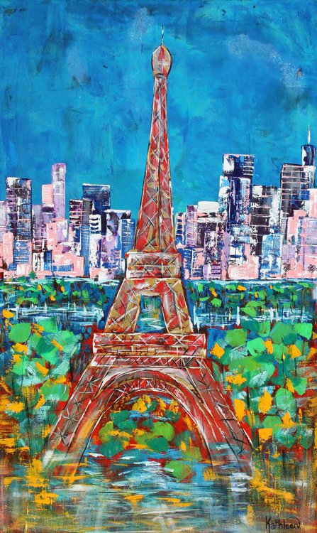 Eiffel Tower Painting Art For Sale Eiffel Tower Artwork Handmade Painting Spring Paris Abstract Acrylic Painting Large Painting Wall Art Decor