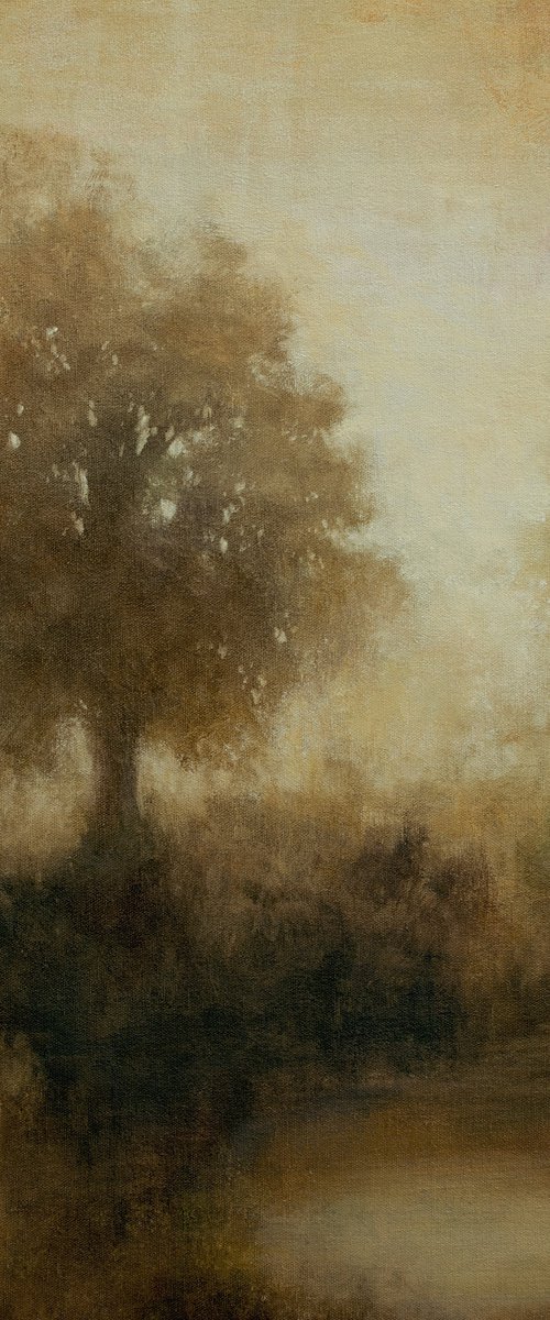 Misty Oak Tree 210917, oak tree tonal landscape by Don Bishop
