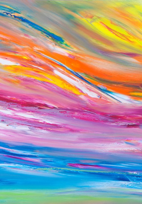 "The evening light II" impressionistic skyscape, 100x60 cm by Davide De Palma