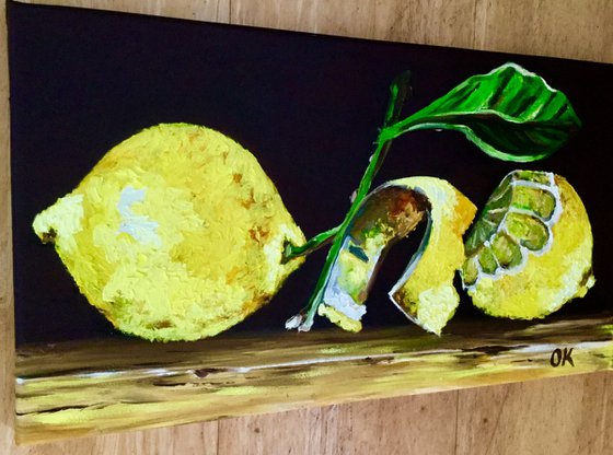 Lemons. Framed still life MODERN ART URBAN ART OFFICE HOME DECOR fruits