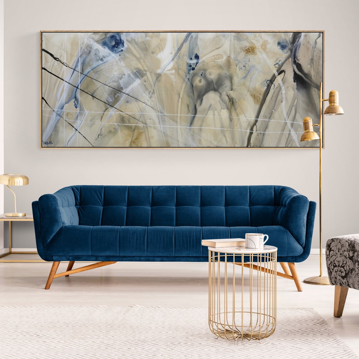 Abstract Acrylic Painting By Franko, 94 X 39, Refined 14, Original Artwork