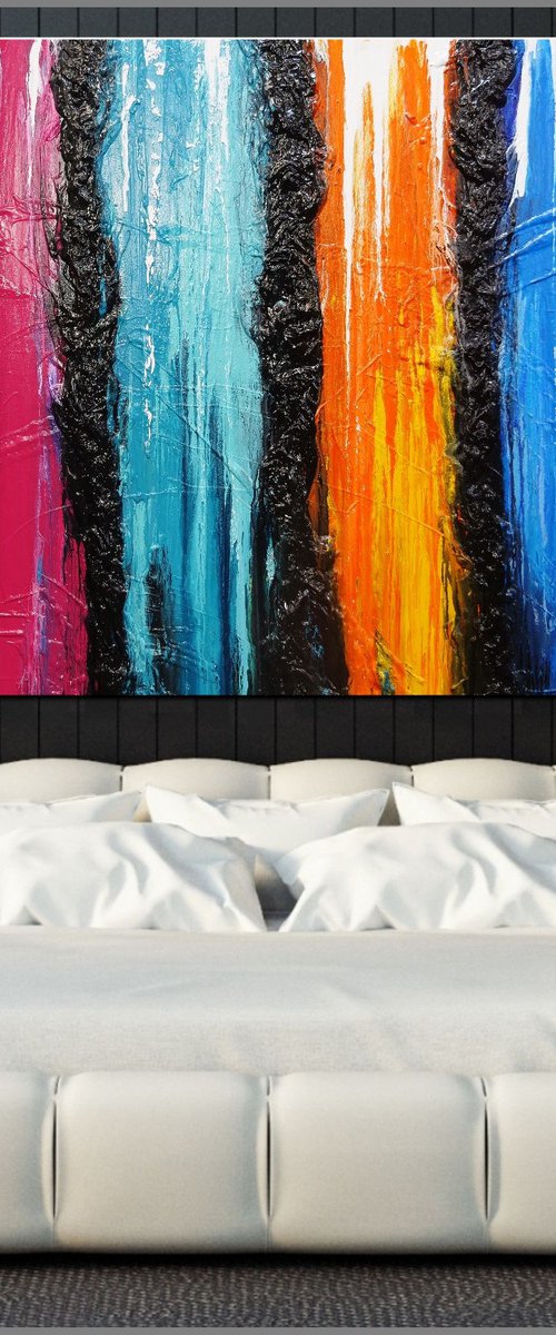 Colour Candy 160cm x 100cm Colourful Textured Abstract Art by Franko