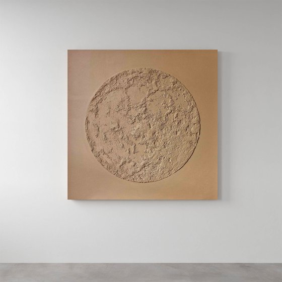 "Brown Moon" Moon beige textured art