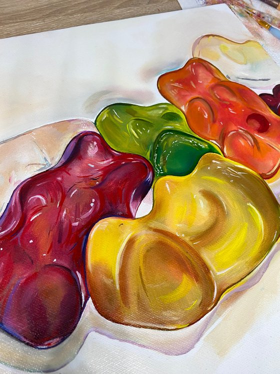 Gummy bear fun oil painting