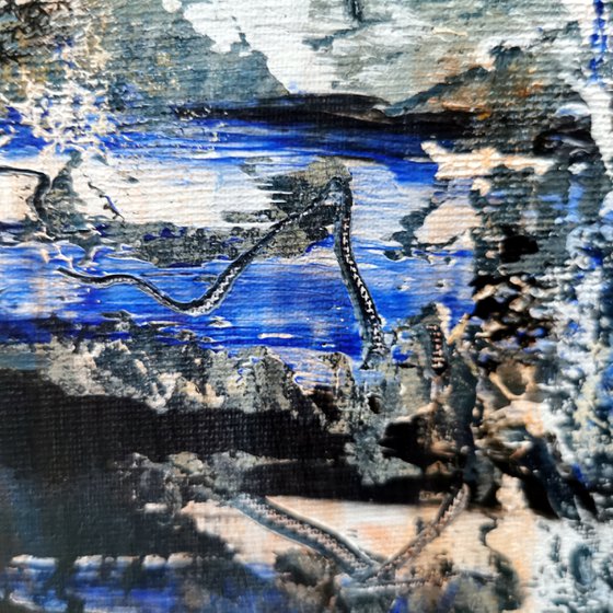 Beautiful abstract dark blue angel series painting by KLOSKA