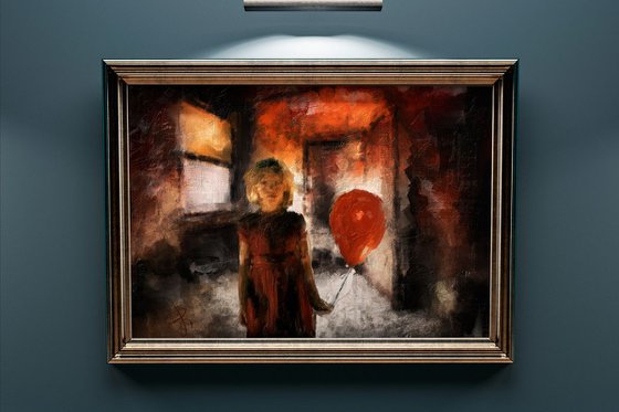 Girl with balloon. Limited Edition PRINT on Paper. Original Signed Digital Art.