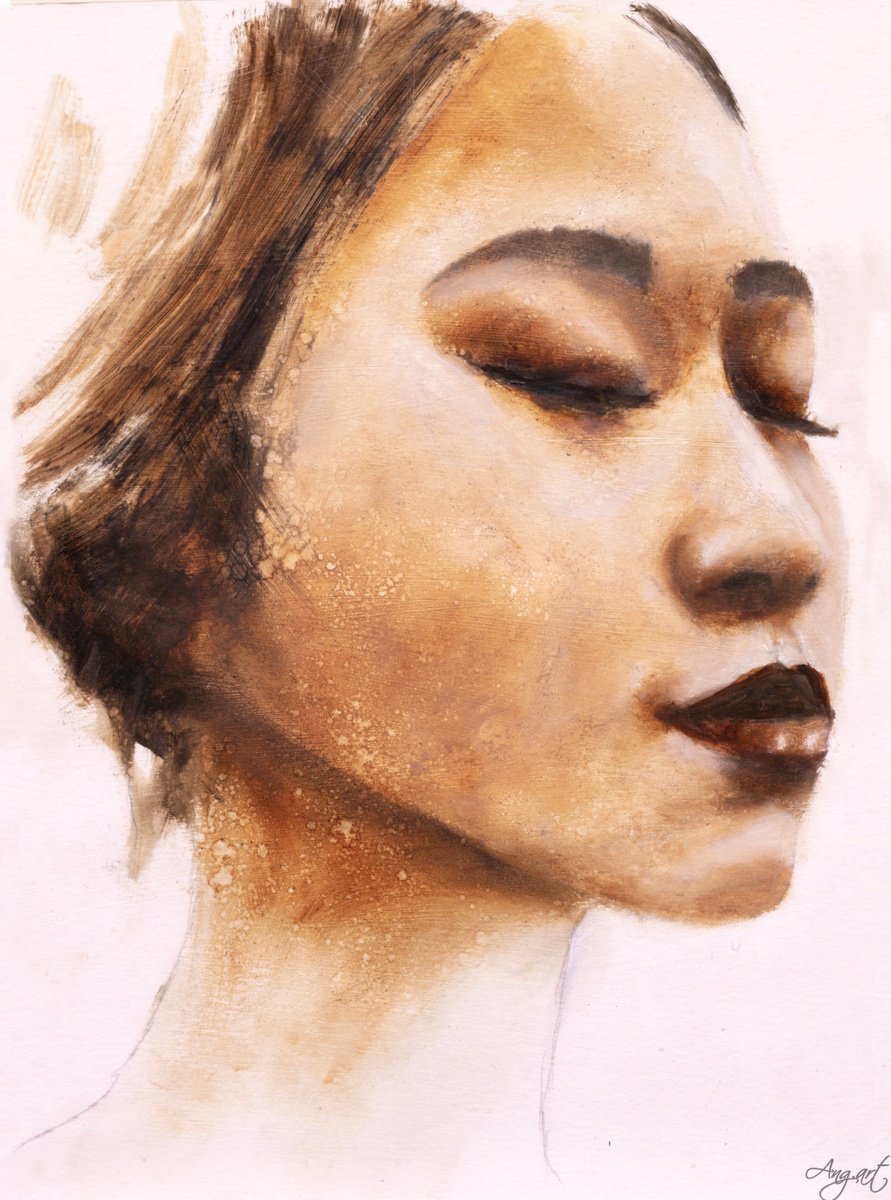 Impressionistic Portrait Oil Painting By Angela Suto, 12 X 17, Somnium V, Original Artwork