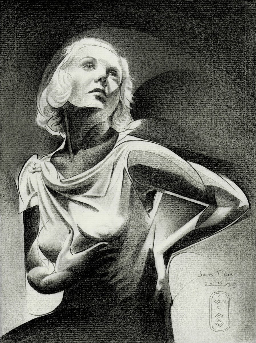 Geometric Portrait Pencil Drawing By Corne Akkers, 8 X 11, Sans Titre - 25-02-25, Original Artwork