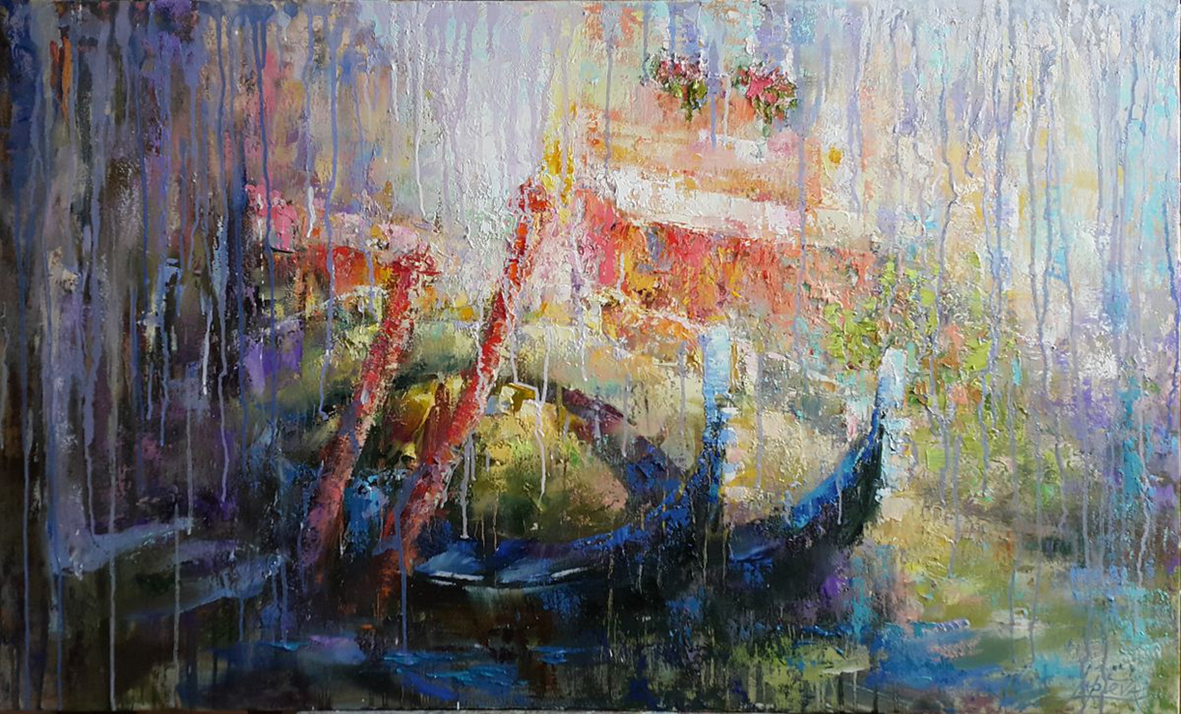Venice Summer Rain 98h60cm Abstract Oil Paint Artfinder