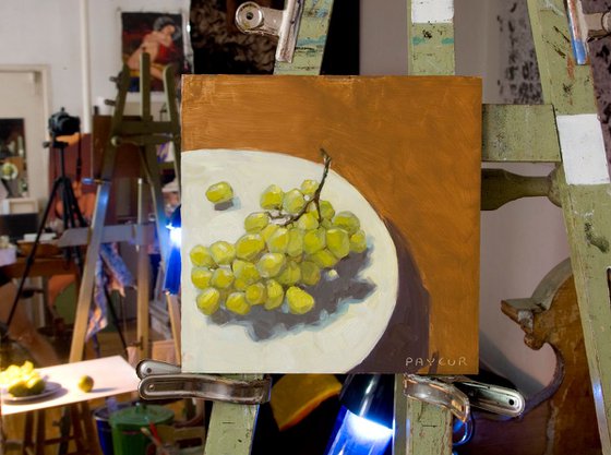 modern still life of grapes for fruit and food lover