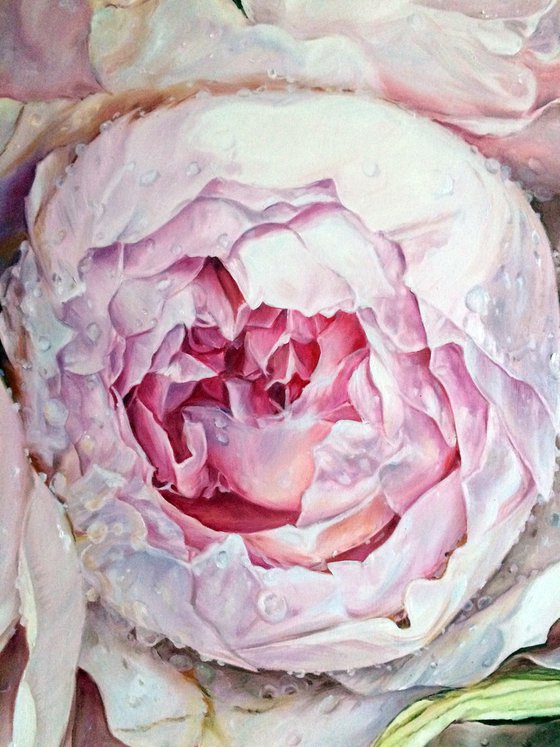 Square original oil painting with flowers 80*80 cm by Ivlieva Irina