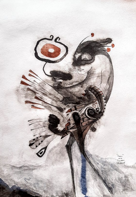 Sirin, watercolour on paper