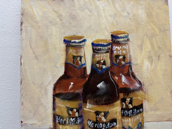 Three Brown Bottles