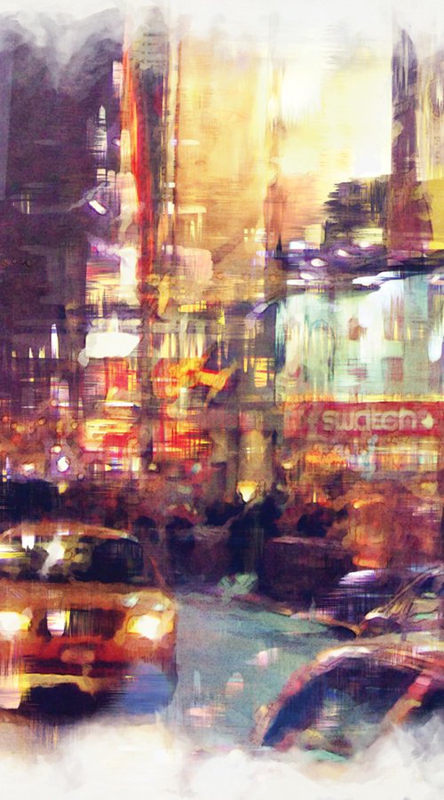 Taxis en Nueva york/XL large original artwork by Javier Diaz