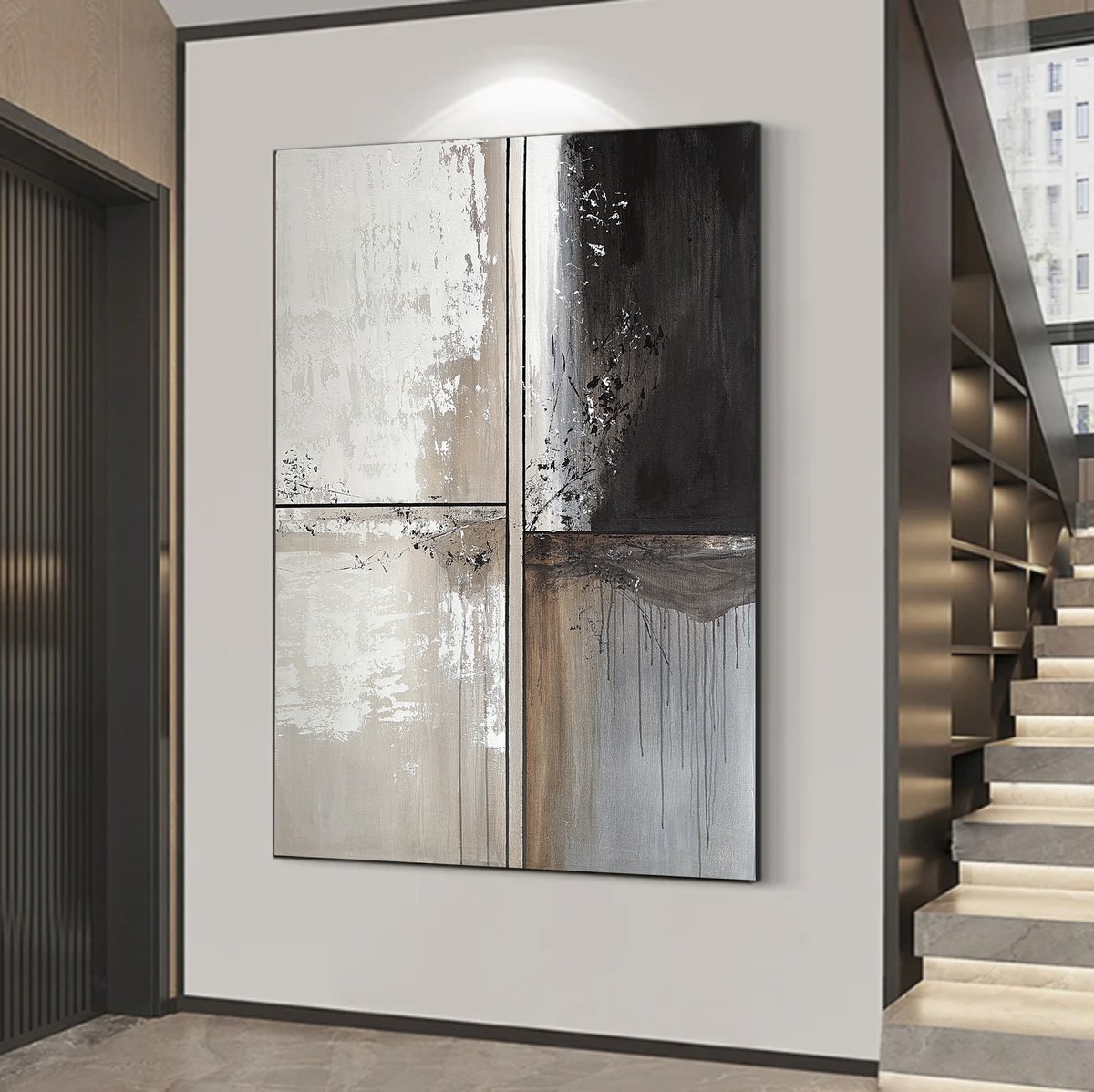 Organic Abstract Acrylic Painting By Tatiana Malinovscaia, 39 X 55", Fragments Of Stillness, Original Artwork