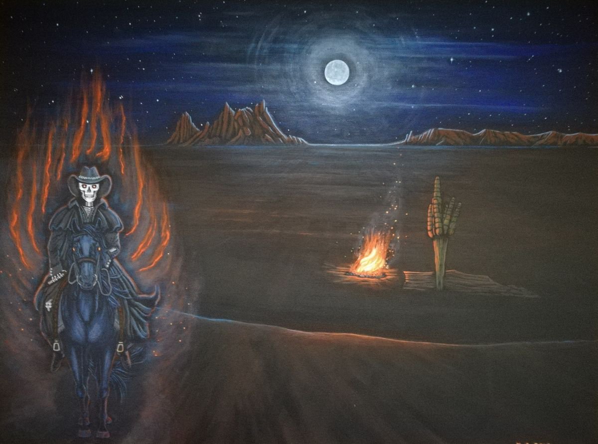 Surrealistic Landscape Acrylic Painting By Zoe Adams, 24 X 18", Dust N