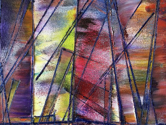 "Merry Madness" - Original Large PMS Oil Painting On Canvas - 36 x 18 inches