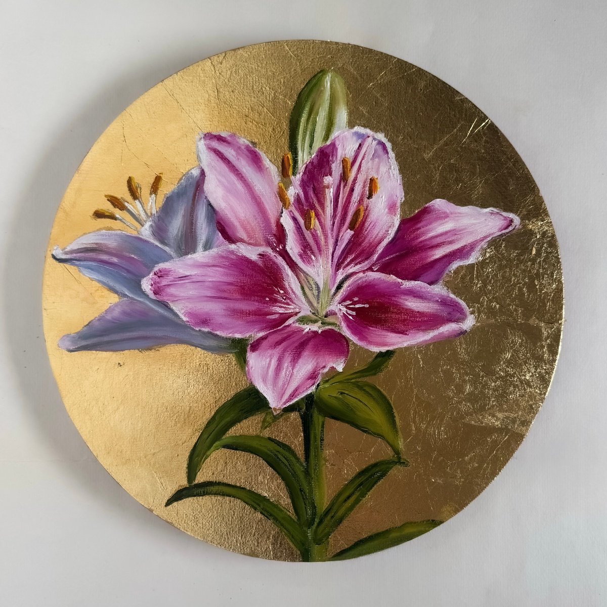 Photorealistic Botanical Painting By Irina Ponna, 12 X 12, « Lilies», Original Artwork