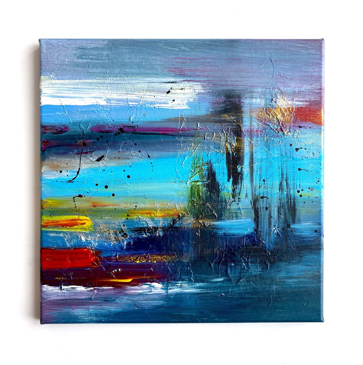 Blue absrtaction 2, abstract acrylic painting on canvas art for modern interior contempora... by Irina Povaliaeva