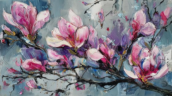 Magnolias on Beige