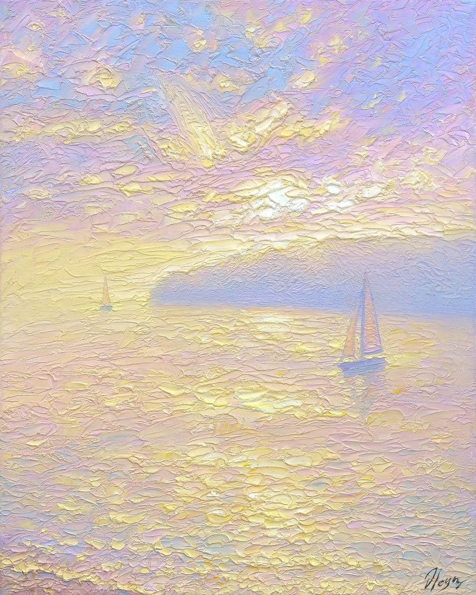 Impressionistic Landscape Oil Painting By Dmitry Oleyn, 16 X 20, Sea, Original Artwork