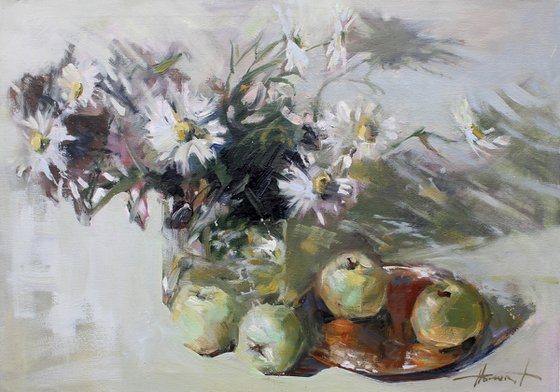 Still life with chamomile