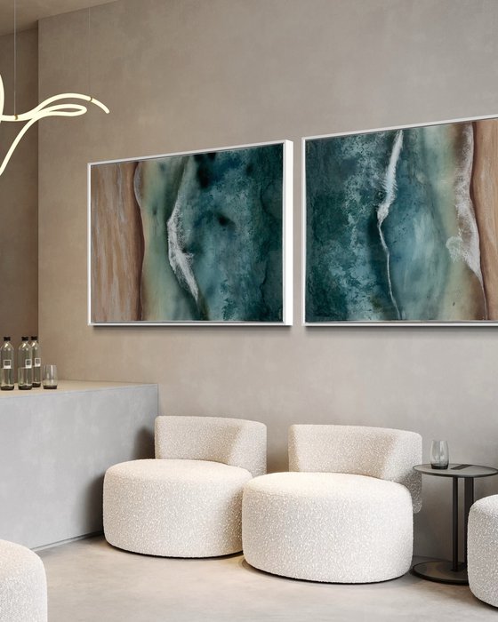 Whitsundays green beige golden sand set of 2