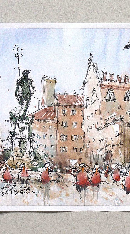 Bologna, urban sketch art. by Marin Victor