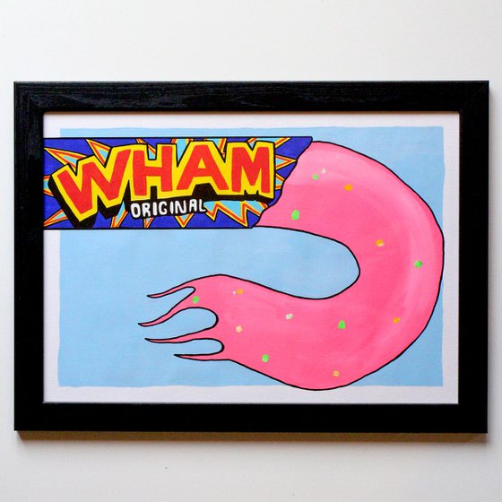 'Wham Bar' Retro Sweets Pop Art Painting On Unframed A3 Paper