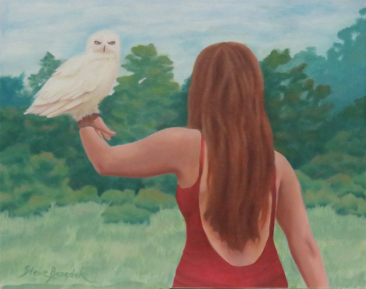 Photorealistic Portrait Oil Painting By Stephen Benedek, 20 X 16", Her Guide, Original Artwork