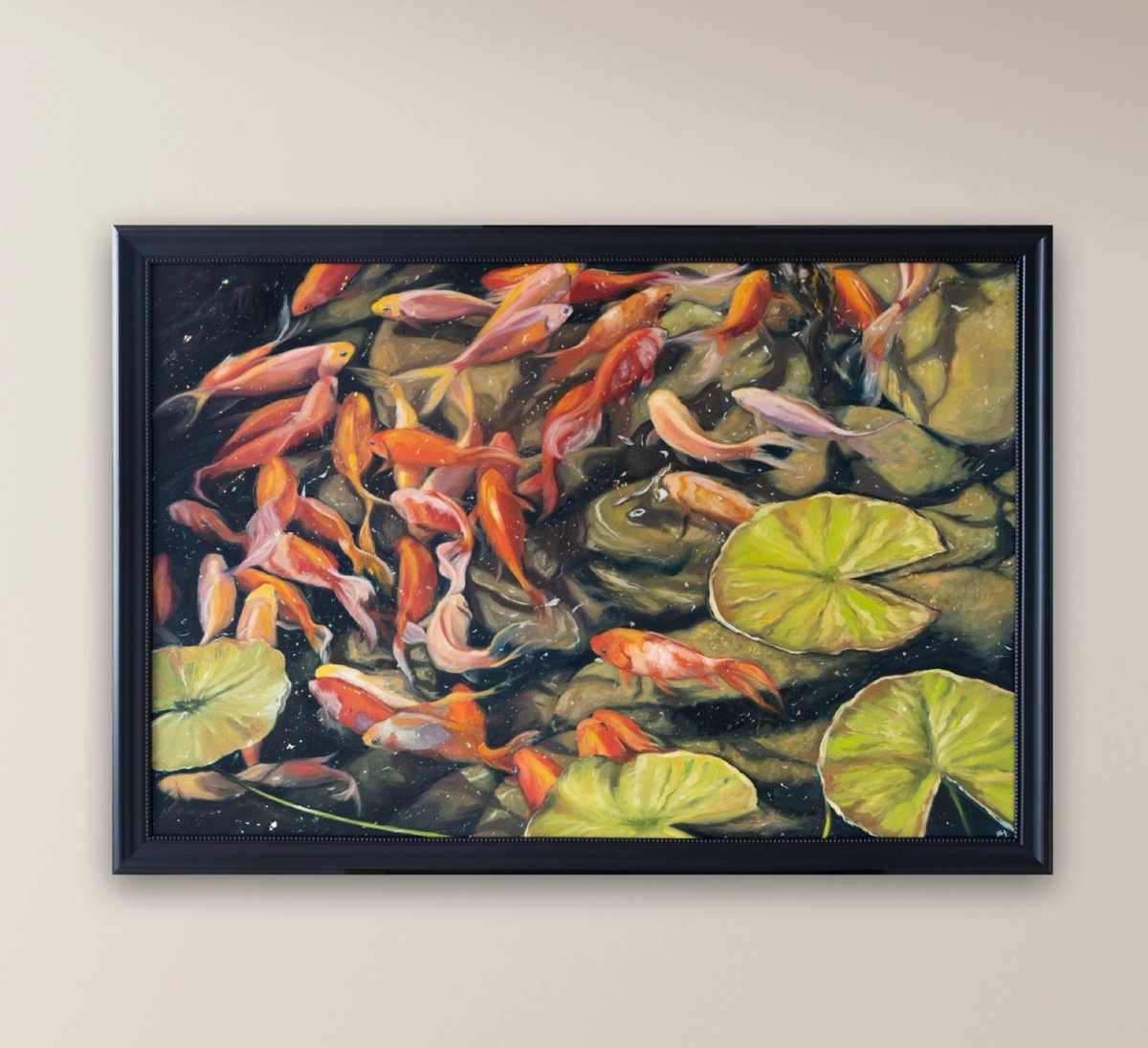 Photorealistic Animal Oil Painting By Eva Chen, 38 X 27, Harmony, Original Artwork