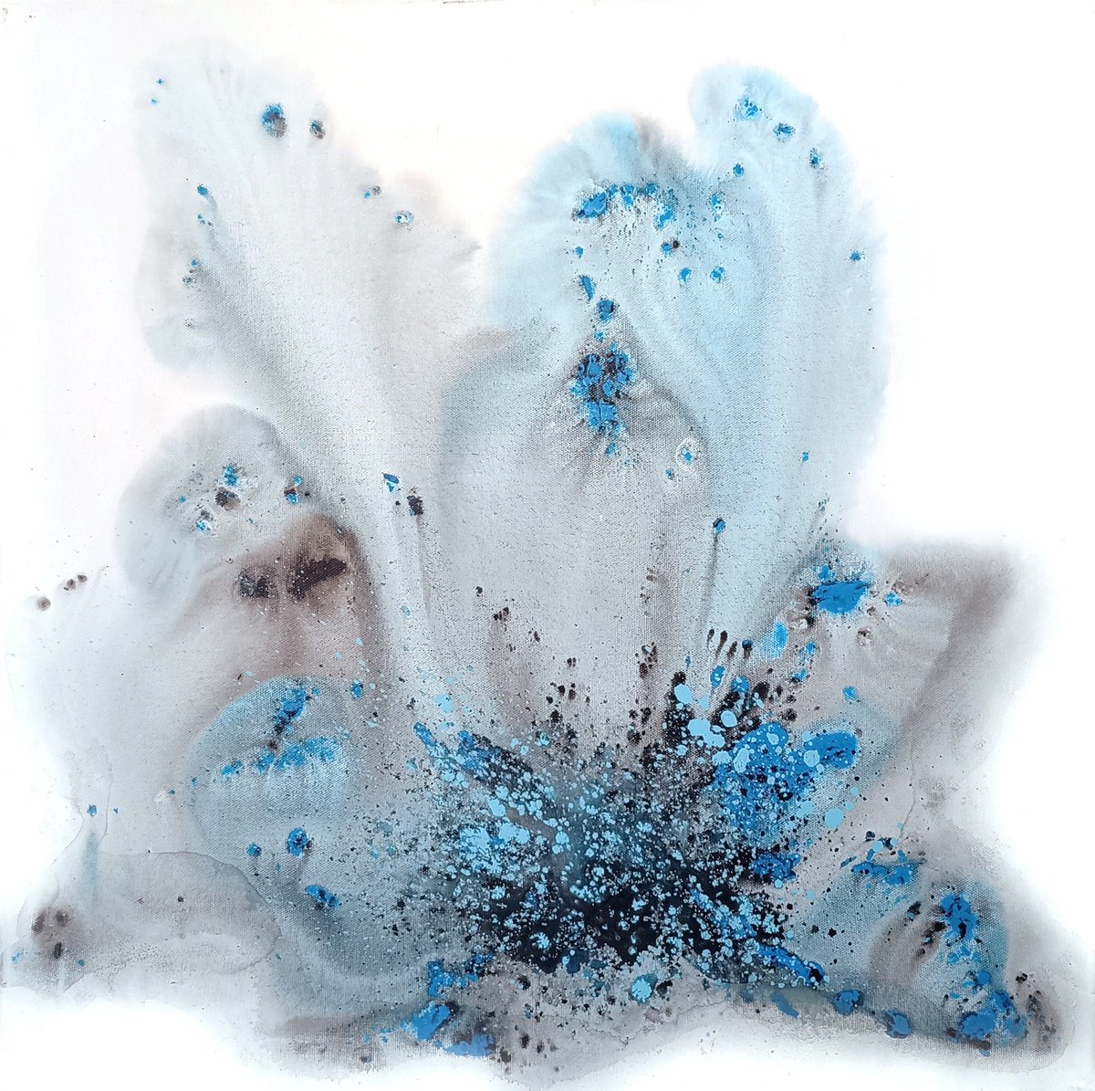  Nature 546 - ? Fluid Blue On Canvas By Muriel Napoli, 24 X 24, Artwork For Sale On Artfinder