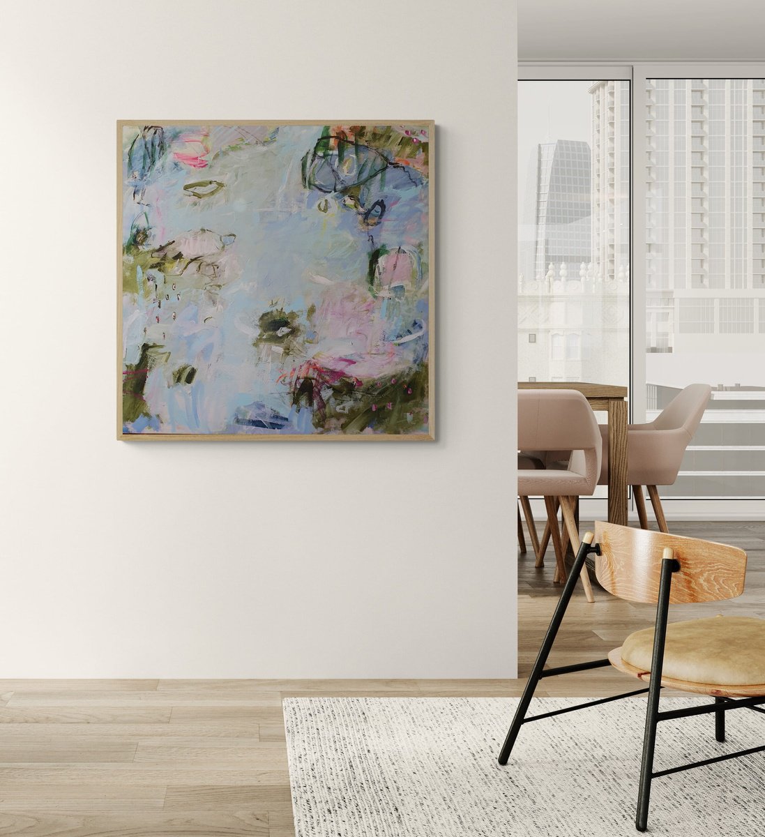Rain Over The Waterlily Pond By Jutta Widrinsky, 39 X 39, Artwork For Sale On Artfinder