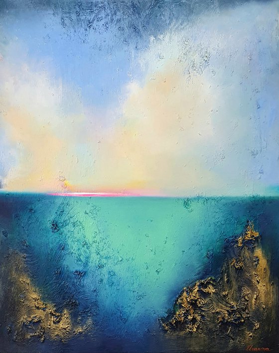 Abstract seascape painting From the Deep / Original artwork