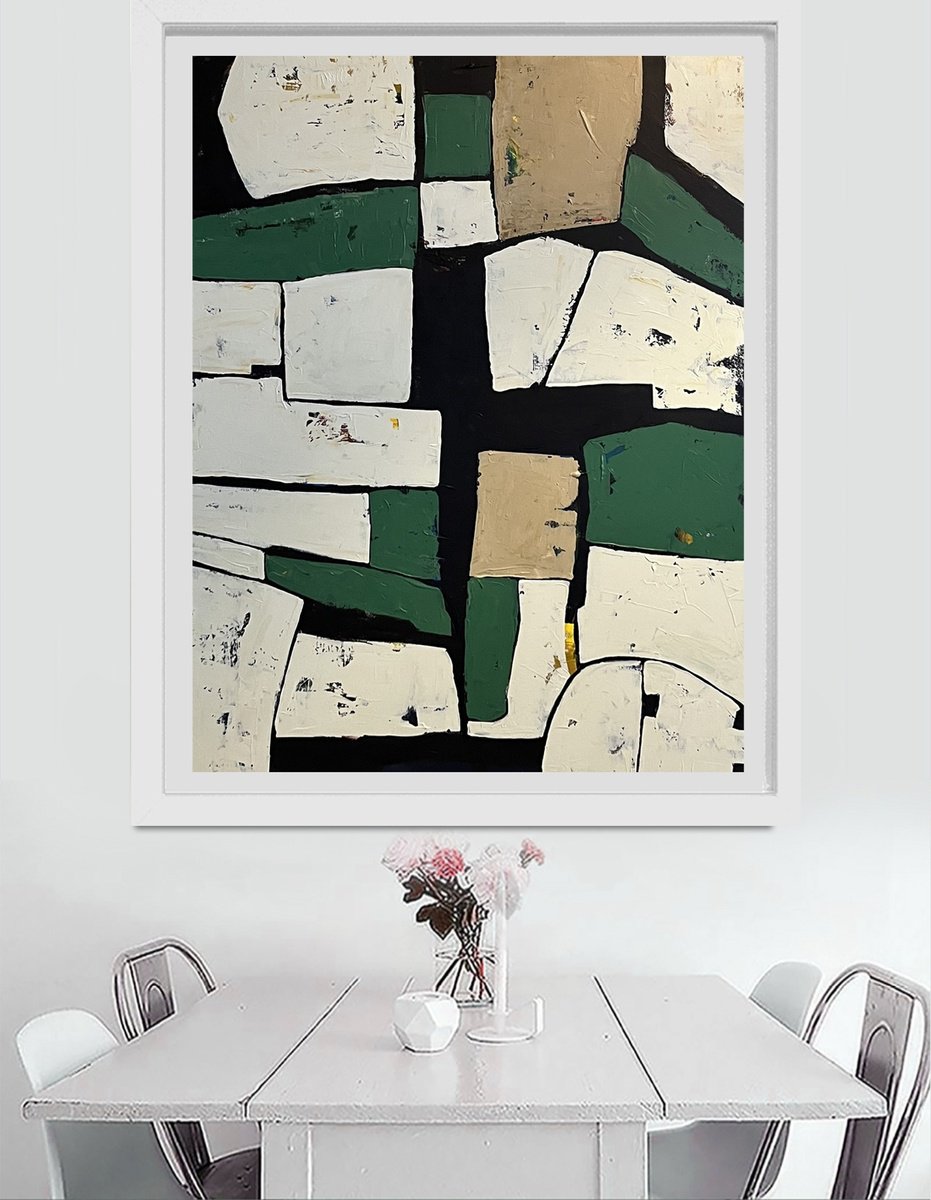 Geometric Abstract Acrylic Painting By Nick Molloy, 35 X 43", Life Abstract, Original Artwork