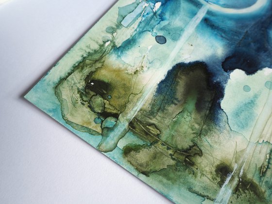 Blue forest - abstract blue watercolor