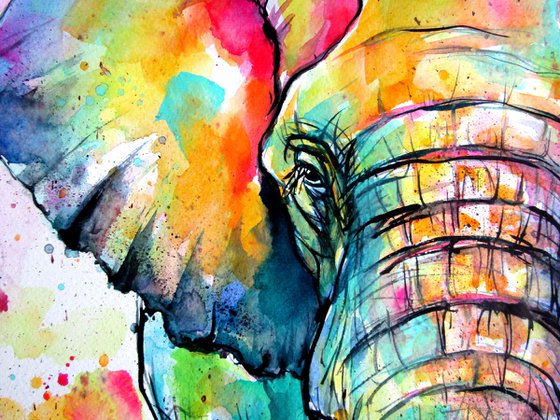 Majestic colorful elephant II