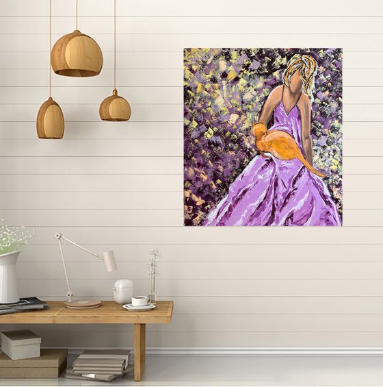 Woman Cat Painting