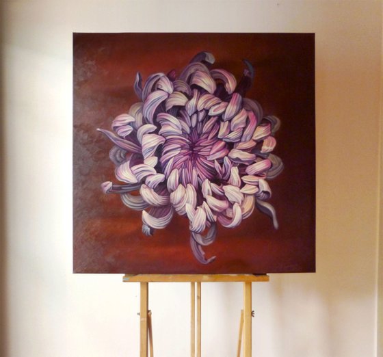 40" Purple Flower / Large Floral Oil Painting on canvas