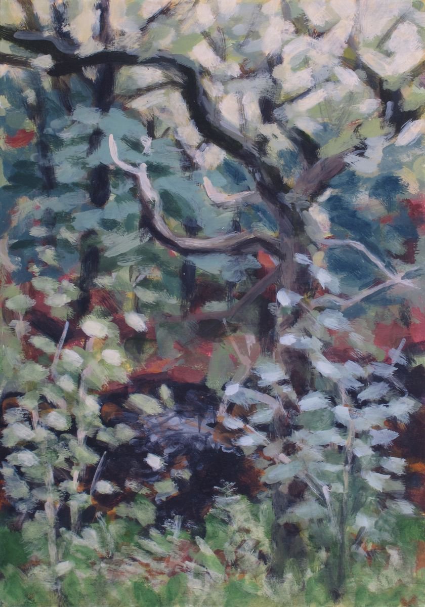 Impressionistic Landscape Acrylic Painting By Hugo Lines, 8 X 12, Dartmoor - River And Trees, Original Artwork