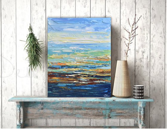 Sunrise II - Impasto Abstract Seascape Painting