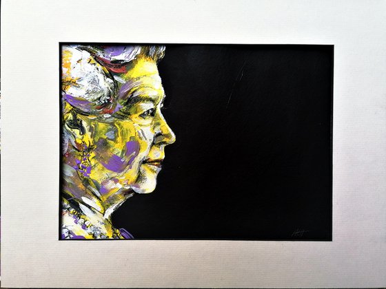 '95' profile Queen Elizabeth 2 original painting A3