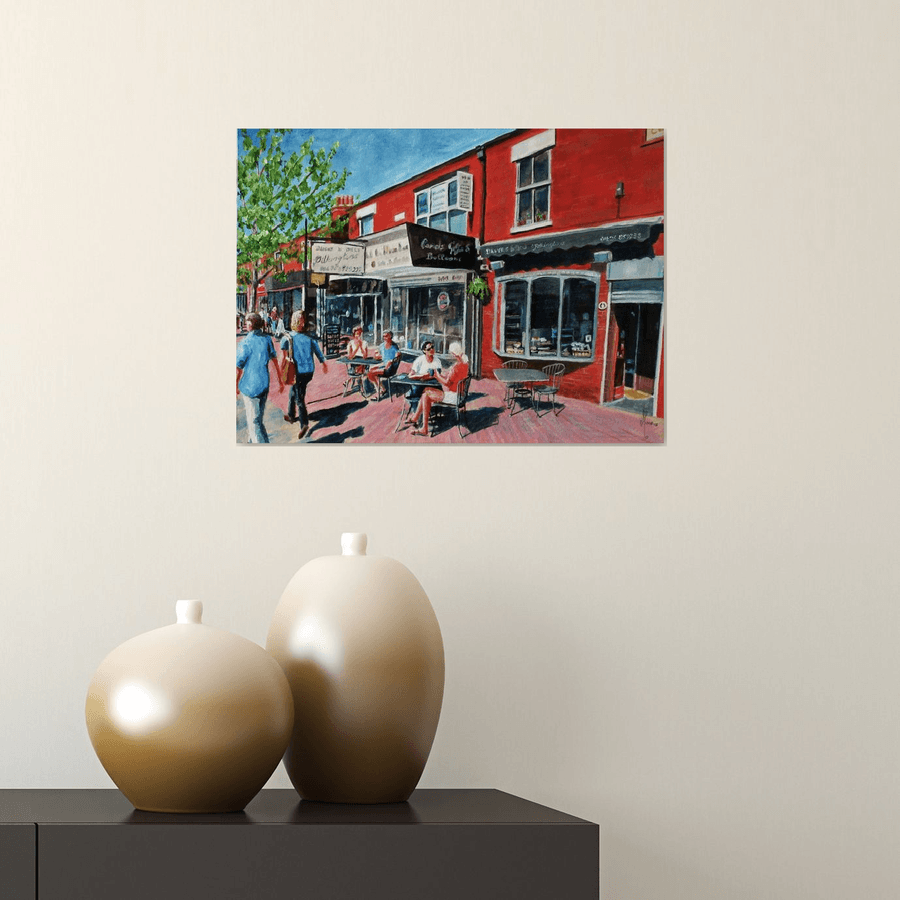 Pavement Cafe Poynton Acrylic painting by Max Aitken Artfinder Pavement Cafe Poynton Acrylic painting by Max Aitken Artfinder