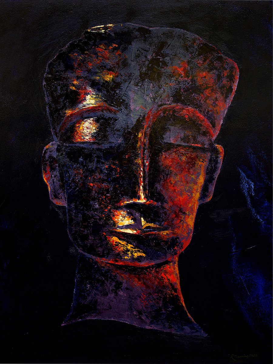 Abstract Still Life Oil Painting By Richard Manning, 30 X 40", Sculpture-1, Original Artwork