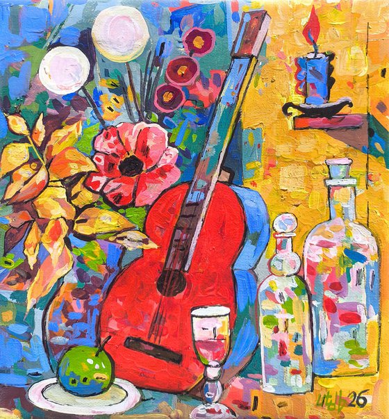 Still Life with Red Guitar