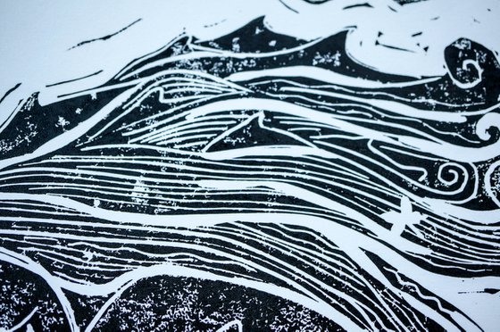 Sleeping Siren Linocut Print