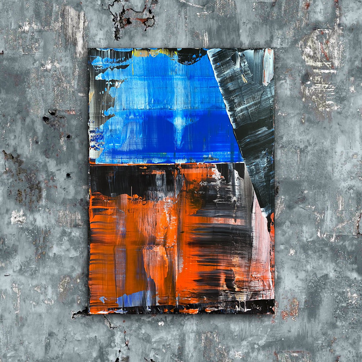 Hold It In - Original PMS Abstract Acrylic Painting On Reclaimed Wood Panel - 17.25 x 2... by Preston M. Smith (PMS)