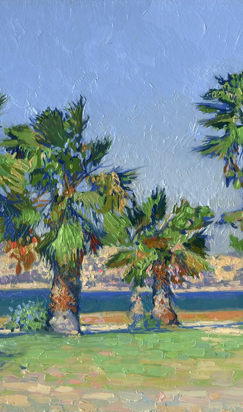 Palm trees on the beach by Simon Kozhin