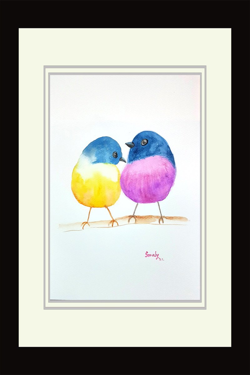Animal Watercolour By Sonaly Gandhi, 9 X 13", Watercolor - Birds 12, Original Artwork