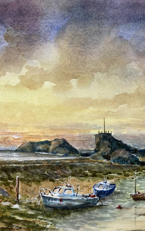 Bude breakwater at sunset by David Mather